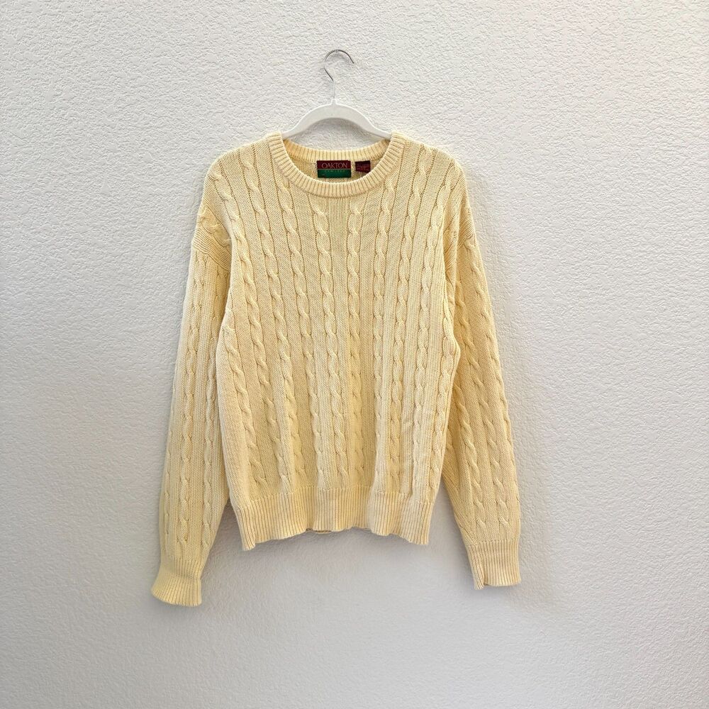 Vintage Butter Yellow Cable Knit Cotton Sweater